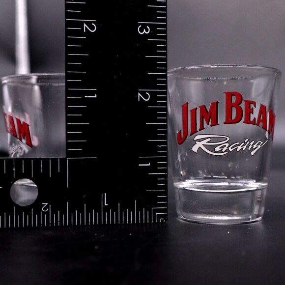 Jim Beam Racing Shot Glasses Commemorative NASCAR Collectible Set of 2 - Picture 4 of 5